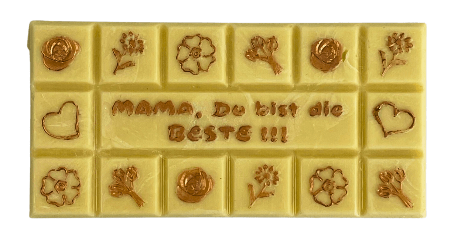 Mama, Du bist die Beste!!!- Weiße Schokolade mit Goldschrift 