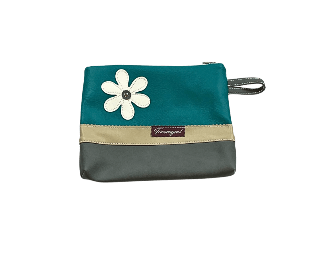 Maritime Kosmetiktasche - Blume auf Türkis - Maritime Kosmetiktasche - Blume auf Türkis -