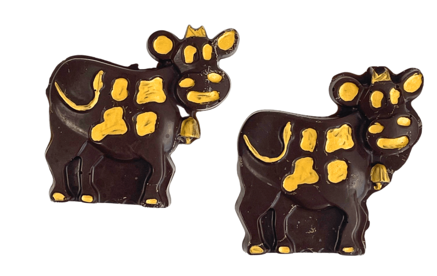 Zwei süsse Schokoladen-Kühe im Set - Reine Handarbeit
